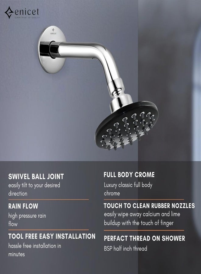 ENICET طقم محول مياه نحاسي من إنيسيت مع صنبور، دش ودش يدوي، تدفق عالي، طلاء كروم، أنبوب دش بطول 1.5 متر، طقم محول مياه للحمام، طقم دش للحمام، نظام دش، طقم خلاط مياه (FE134SPH) - Image 3